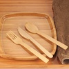 image:imageBambooMN Brand  67 Disposable Bamboo Veneer 3 Piece Flatware Set Fork Spoon Knife  8 Sets8