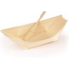 image:imageBambooMN Brand  Disposable Wood Boat PlatesDishes 43 Long x 25 Wide x 1 High with 35 Mini Forks  200 Pieces200