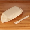 image:imageBambooMN Brand  Disposable Wood Boat PlatesDishes 43 Long x 25 Wide x 1 High with 35 Mini Forks  200 Pieces200