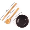 image:imageBambooMN Brand  Handcrafted Ceramic Noodle Soup Bowl with Bamboo chopsticks and Spoon  White  2 SetsDark Red Bowl Set