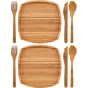 image:imageBambooMN Camping Mess Kit Lightweight Organic 8 x 8 Bamboo Plates Forks Knifes and Spoons for Camping Hiking or Backpacking  2 Sets2 Sets