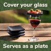 image:imageBambooMN Heavy Duty Bamboo Coasters  375 x 375  Square  10 Piece Coaster SetBlack Square Topper  Vertical