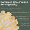 image:imageBambooMN Organic Bamboo Utensil Set Spatula Spoon Tongs  8 PieceB16  Cooking Spoon with Teeth