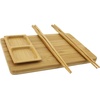 image:imageBambooMN Reusable Bamboo Sushi Serving Board Set  1 Sushi Board 2 Sets of Chopsticks 1 Sushi Dipping TrayCarbonized Brown