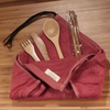 image:imageBambooMN Reusable Travel Bamboo Rayon Washcloth Set with Utensils  1 Set BlackCranberry