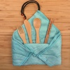 image:imageBambooMN Reusable Travel Bamboo Rayon Washcloth Set with Utensils  1 Set BlackTeal