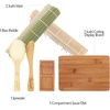 image:imageBambooMN Sushi Maker Kit  2x Carbonized Brown Sushi Rolling Mats Rice Paddle Spreader Sushi Sauce Dish and Cutting Display BoardCombo Sushi Making Kit