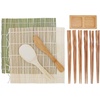 image:imageBambooMN Sushi Maker Kit 2x Green Bamboo Rolling Mats 1x Rice Paddle 1x Spreader 1x Compartment Sauce Dish  6 Prs Chopsticks  100 Bamboo Mats and UtensilsCombo Deluxe Kit