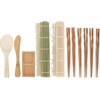 image:imageBambooMN Sushi Maker Kit 2x Green Bamboo Rolling Mats 1x Rice Paddle 1x Spreader 1x Compartment Sauce Dish  6 Prs Chopsticks  100 Bamboo Mats and UtensilsCombo Deluxe Kit