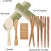 image:imageBambooMN Sushi Maker Kit 2x Green Bamboo Rolling Mats 1x Rice Paddle 1x Spreader 1x Compartment Sauce Dish  6 Prs Chopsticks  100 Bamboo Mats and UtensilsGreen Deluxe Kit