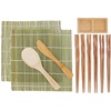 image:imageBambooMN Sushi Maker Kit 2x Green Bamboo Rolling Mats 1x Rice Paddle 1x Spreader 1x Compartment Sauce Dish  6 Prs Chopsticks  100 Bamboo Mats and UtensilsGreen Deluxe Kit