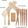 image:imageBambooMN Sushi Maker Kit 2x Green Bamboo Rolling Mats 1x Rice Paddle 1x Spreader 1x Compartment Sauce Dish  6 Prs Chopsticks  100 Bamboo Mats and UtensilsNatural Deluxe Kit