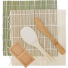 image:imageBambooMN Sushi Maker Kit 2x Green Bamboo Rolling Mats 1x Rice Paddle 1x Spreader 1x Compartment Sauce Dish  6 Prs Chopsticks  100 Bamboo Mats and UtensilsCombo Kit