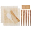 image:imageBambooMN Sushi Maker Kit 2x Green Bamboo Rolling Mats 1x Rice Paddle 1x Spreader 1x Compartment Sauce Dish  6 Prs Chopsticks  100 Bamboo Mats and UtensilsNatural Deluxe Kit