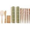 image:imageBambooMN Sushi Maker Kit 2x Green Bamboo Rolling Mats 1x Rice Paddle 1x Spreader 1x Compartment Sauce Dish  6 Prs Chopsticks  100 Bamboo Mats and UtensilsGreen Deluxe Kit