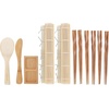 image:imageBambooMN Sushi Maker Kit 2x Green Bamboo Rolling Mats 1x Rice Paddle 1x Spreader 1x Compartment Sauce Dish  6 Prs Chopsticks  100 Bamboo Mats and UtensilsNatural Deluxe Kit