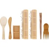 image:imageBambooMN Sushi Making Kit  2x Natural Sushi Rolling Mats 1x Rice Paddle 1x Spreader 1x Chopsticks 1x Sushi Sauce Dish and 1x Free Spork  Deluxe Sushi Set
