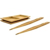 image:imageBambooMN Sushi Serving Soy Sauce TrayPickled Ginger and Wasabi Dipping Dish with Chopsticks  2 SetsCarbonized Brown