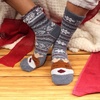 image:imageBambooMN Womens Super Soft Cute Fuzzy Cozy Warm Animal Face Indoor Outdoor Cabin Crew Home SocksReindeer