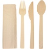 image:imageNatural Dinner Party Catering Bamboo Veneer Utensil 4pc Set  Spoon Fork Knife Napkin  Twine Tied  100 SetsBagged  100 Sets