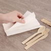 image:imageNatural Dinner Party Catering Bamboo Veneer Utensil 4pc Set  Spoon Fork Knife Napkin  Twine Tied  100 SetsTied  100 Sets