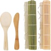 image:imageSushi Mat Kit 3 Sets of Green Natural Bamboo Rolling Mat Rice Paddle Spreader Sauce DishCombo