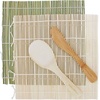 image:imageSushi Mat Kit 3 Sets of Green Natural Bamboo Rolling Mat Rice Paddle Spreader Sauce DishCombo