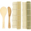 image:imageSushi Mat Kit 3 Sets of Green Natural Bamboo Rolling Mat Rice Paddle Spreader Sauce DishCombo