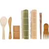 image:imageSushi Mat Kit 3 Sets of Green Natural Bamboo Rolling Mat Rice Paddle Spreader Sauce DishCombo Bonus
