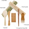 image:imageSushi Mat Kit 3 Sets of Green Natural Bamboo Rolling Mat Rice Paddle Spreader Sauce DishCombo Bonus