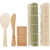 image:imageSushi Mat Kit 3 Sets of Green Natural Bamboo Rolling Mat Rice Paddle Spreader Sauce DishCombo Deluxe