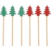 image:imageBambooMN  Christmas Holiday Bamboo Party Picks Skewers for Fruit Sandwiches Cocktails  59 15cm  Pinetree Reindeer Snowman  100pcsEvergreen Trees