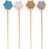 image:imageBambooMN  Winter Holiday Snowflake Bamboo Picks Skewers for Appetizers Desserts Cocktails  59 15cm  Blue White Gold Silver  100pcsAssorted Blue  White  Gold  Silver