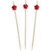 image:imageBambooMN 47 Decorative Acrylic Clear Flower End Bamboo Cocktail Fruit Sandwich Picks Skewers for Catered Events Holidays Restaurants or Buffets Party Supplies 100 PcsRed