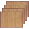 image:imageBambooMN Bamboo Slats Placemat with Fabric Border  Solid Color Print  18 x 13  Brown 4 pcsBrown