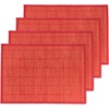 image:imageBambooMN Bamboo Slats Placemat with Fabric Border  Solid Color Print  18 x 13  Brown 4 pcsRed