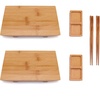 image:imageBambooMN Bamboo Sushi PlateTray Chopsticks and Compartment Sauce Dish 116 Fan  2 SetsRectangle Medium