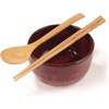 image:imageBambooMN Brand  Handcrafted Ceramic Noodle Soup Bowl with Bamboo chopsticks and Spoon  White  2 SetsDark Red Bowl Set