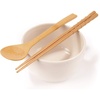 image:imageBambooMN Brand  Handcrafted Ceramic Noodle Soup Bowl with Bamboo chopsticks and Spoon  White  2 SetsWhite Bowl Set