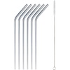 image:imageBambooMN Reusable Stainless Steel Metal Drinking Straws  8 Bent Straws w 1x Cleaning Brush  6 PackBent Straws