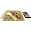 image:imageBambooMN Sushi Making Kit with Serving Set  2 Sushi Rolling Mats Makisu Rice Paddle Spreader Black Serving Tray Sauce Dish and Chopsticks