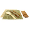 image:imageBambooMN Sushi Making Kit with Serving Set  2 Sushi Rolling Mats Makisu Rice Paddle Spreader Carbonized Brown Serving Tray Sauce Dish and Chopsticks