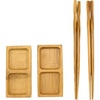 image:imageBambooMN Sushi Serving Soy Sauce TrayPickled Ginger and Wasabi Dipping Dish with Chopsticks  2 SetsCarbonized Brown