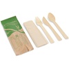image:imageNatural Dinner Party Catering Bamboo Veneer Utensil 4pc Set  Spoon Fork Knife Napkin  Twine Tied  100 SetsBagged  10 Sets
