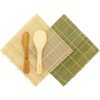 image:imageSushi Mat Kit 3 Sets of Green Natural Bamboo Rolling Mat Rice Paddle Spreader Sauce DishCombo