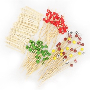 image:image400 pcs Bamboo SkewerDecorative Cocktail Picks Assortment 15 Sportsball Heart Clover and Mini Forks by BambooMN