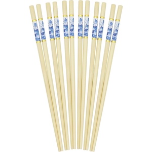 image:imageBambooMN 10 Reusable Red Dot End Japanese Bamboo Chopsticks  12 PairsBlue Floral