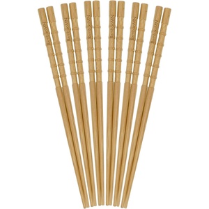 image:imageBambooMN 10 Reusable Red Dot End Japanese Bamboo Chopsticks  12 PairsCarbonized Brown  Ornate