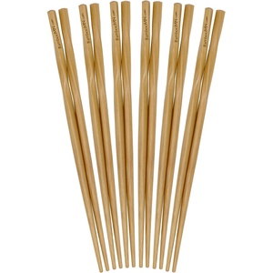 image:imageBambooMN 10 Reusable Red Dot End Japanese Bamboo Chopsticks  12 PairsCarbonized Brown  Twisted
