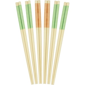 image:imageBambooMN 10 Reusable Red Dot End Japanese Bamboo Chopsticks  12 PairsGreen  Orange
